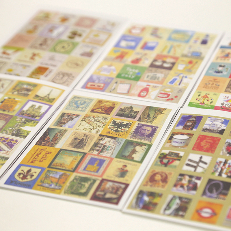 A10 Retro Little Prince Cartoon Hand-painted Paris London Stamp Stickers Paper Decoration Life Handbook Diary