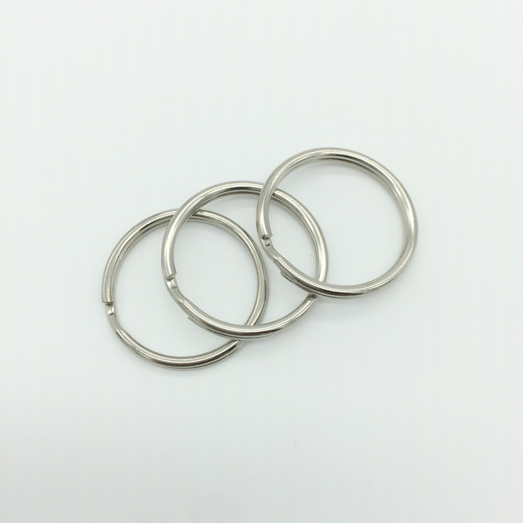 Factory Supply Good Quality Metal Electroplated Nickel Color Key Ring Key Ring 25mm Aperture Double Layer Key Ring