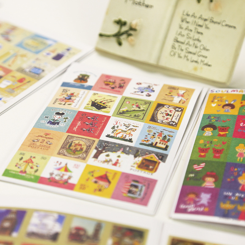 A10 Retro Little Prince Cartoon Hand-painted Paris London Stamp Stickers Paper Decoration Life Handbook Diary