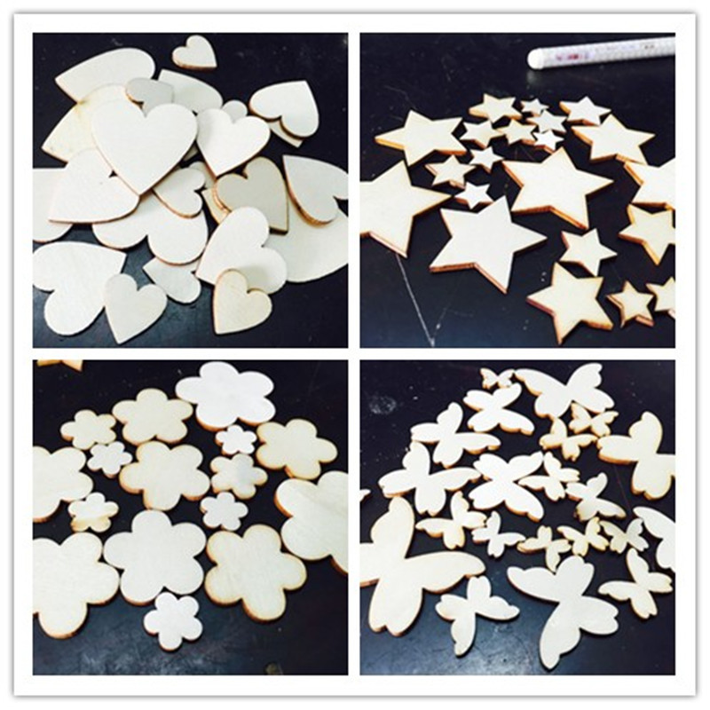 Ventas directas de la fábrica en la acción promoción grande popular de madera melocotón corazón amor ciruela parche hecho a mano pintura accesorios creativos madera chip