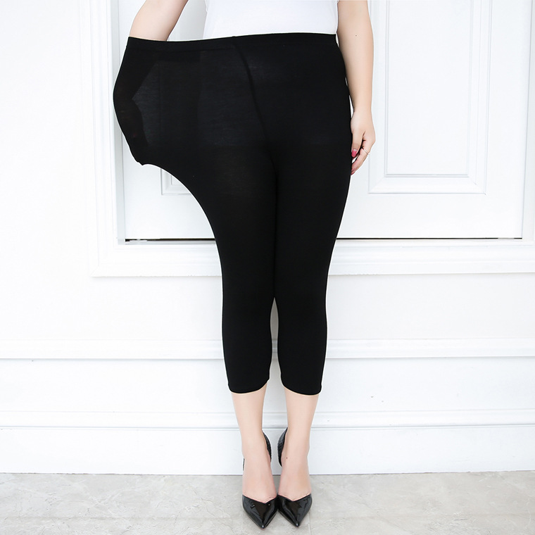 Plus Large Size Cropped Leggings for Women Modal Stretch Slim Pants