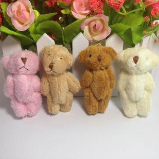 6cm mini multi-color plush toy joint bear doll long hair teddy bear hat necklace accessories DIY