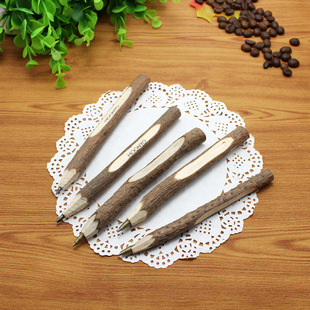 Eco-friendly wooden ballpoint pen natural branch pencil bark pen degradable eco-friendly pen laser printing logo