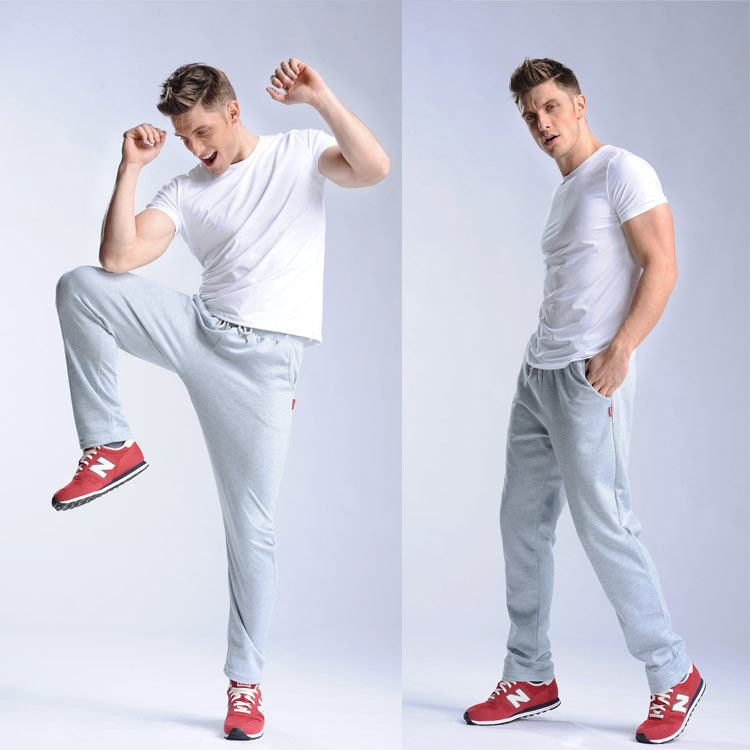 Casual Pants Men's Sports Pants Summer New Solid Color Straight Pants Men's Pants Fashion Korean Style Pants Polyester Cotton Sweatpants