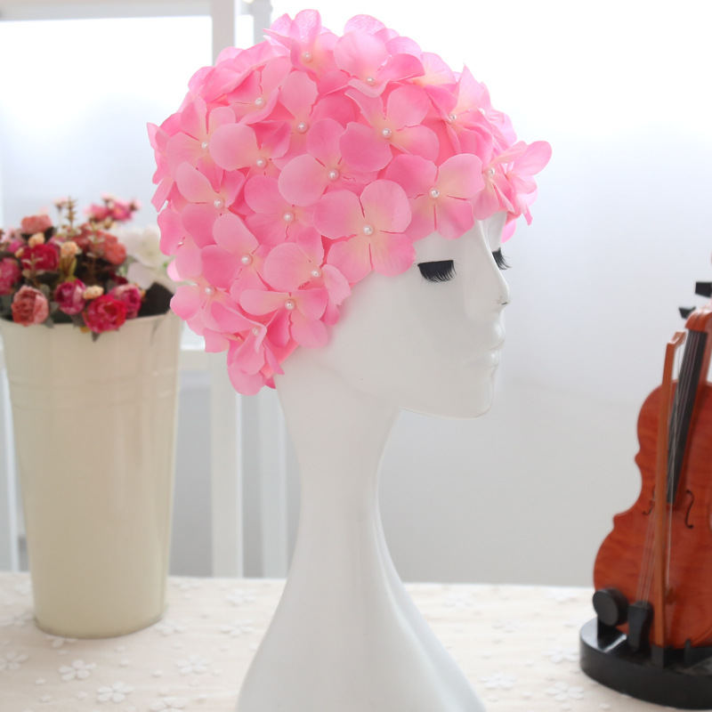 2023 new swimming cap female adult long hair comfortable plus size personality three-dimensional petal sewing hot spring