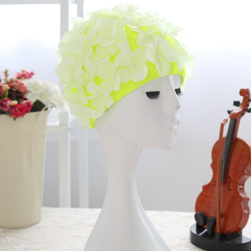 2023 new swimming cap female adult long hair comfortable plus size personality three-dimensional petal sewing hot spring