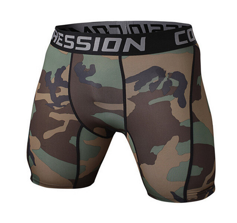 Men's Shorts Camouflage Running Training Fitness Sports Leisure Sweat Absorbing Elastic Lightweight Tight Base Quick-drying Pants