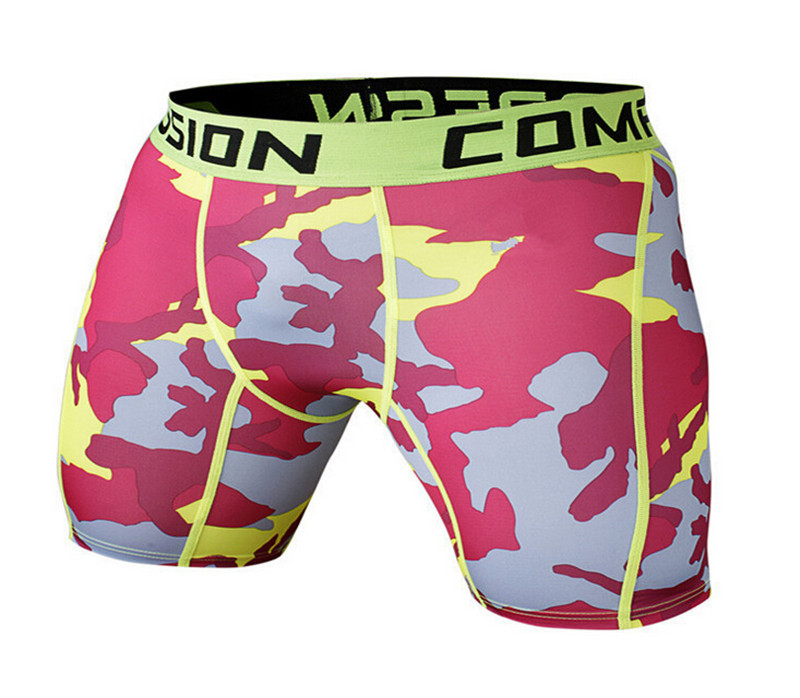 Men's Shorts Camouflage Running Training Fitness Sports Leisure Sweat Absorbing Elastic Lightweight Tight Base Quick-drying Pants