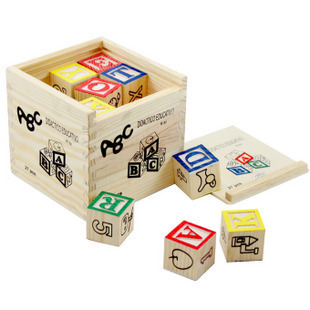 27 children's printed English letters building blocks box English learning building blocks early education wooden toys educational generation