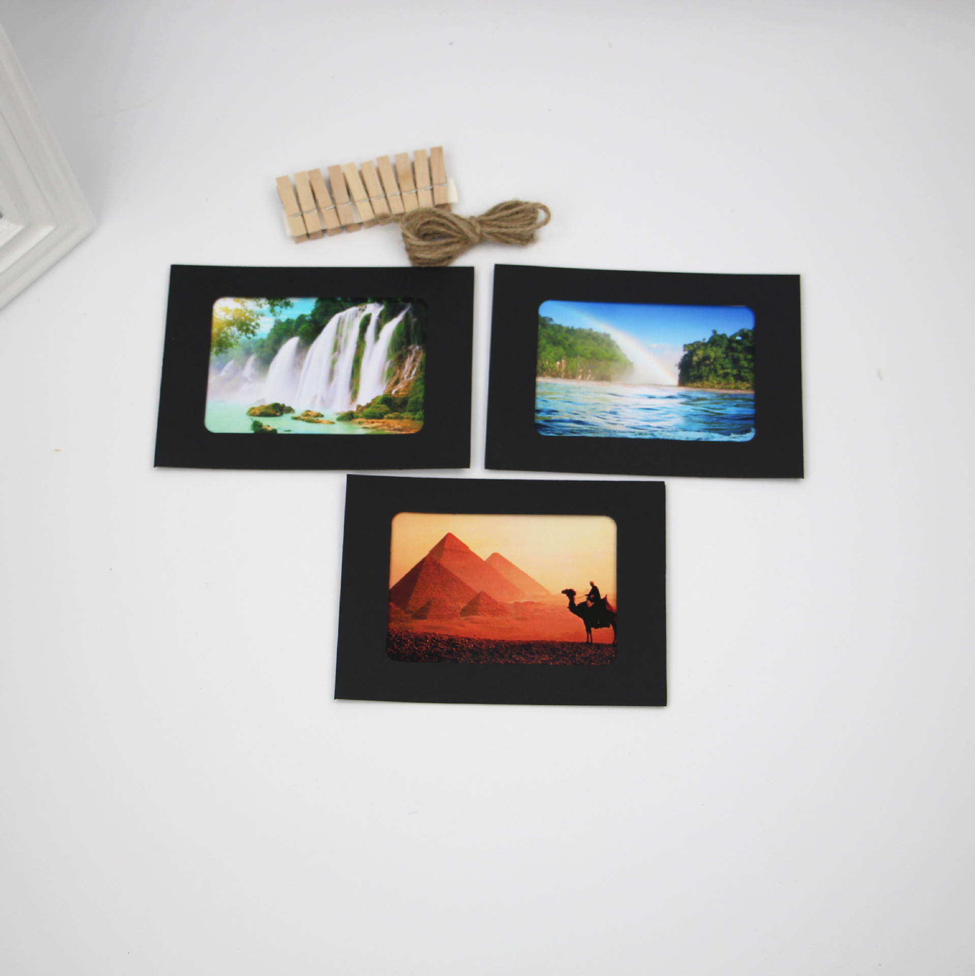 3. 5.6.7-дюймовая фоторамка из крафт-бумаги Photo Wall креативная подвесная бумажная фоторамка зажим пеньковая веревка