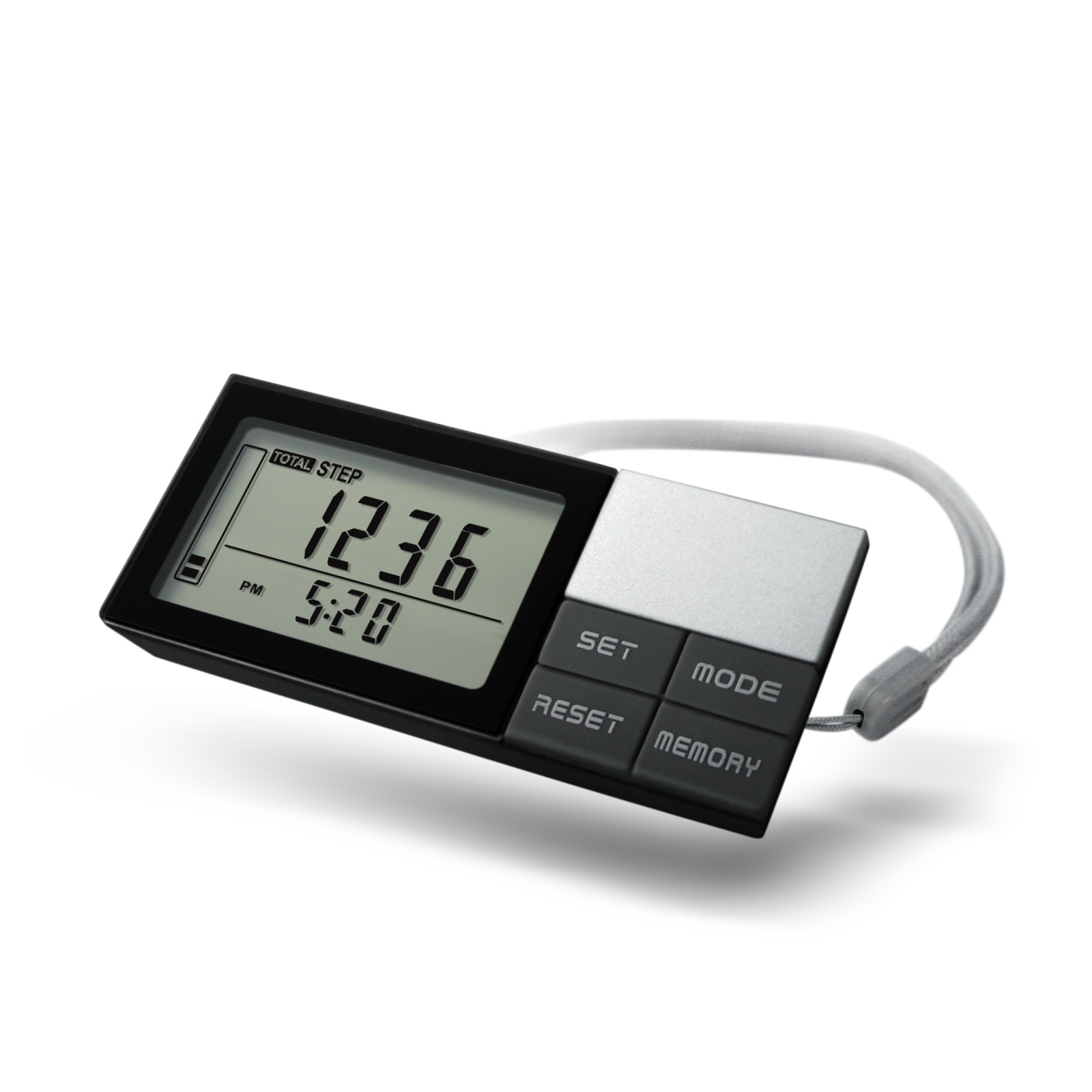 3D pedometer with lanyard 7 days memory steps burning calories walking distance miles km LCD pedometer
