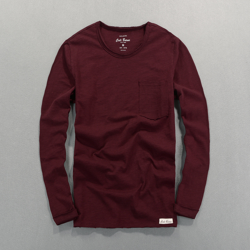Spring new men's long sleeve T-shirt round neck solid color bottoming shirt slim cotton T-shirt casual clothing jacket wholesale