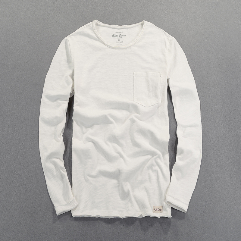 Spring new men's long sleeve T-shirt round neck solid color bottoming shirt slim cotton T-shirt casual clothing jacket wholesale