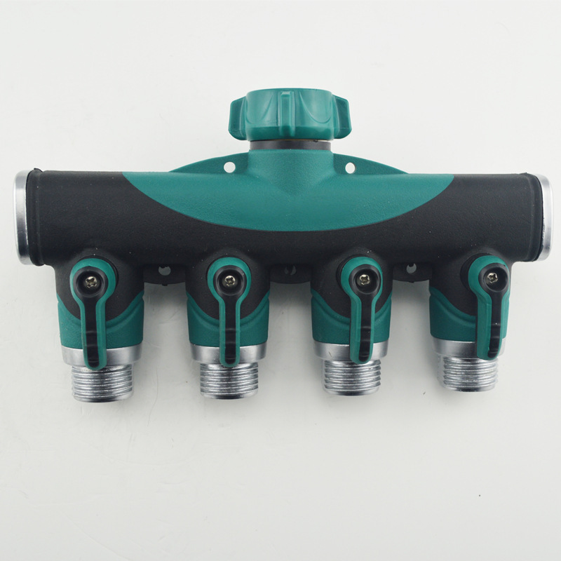 3/4 "four-way valve pipe joint one out four garden plastic zinc alloy hose metal garden dispenser