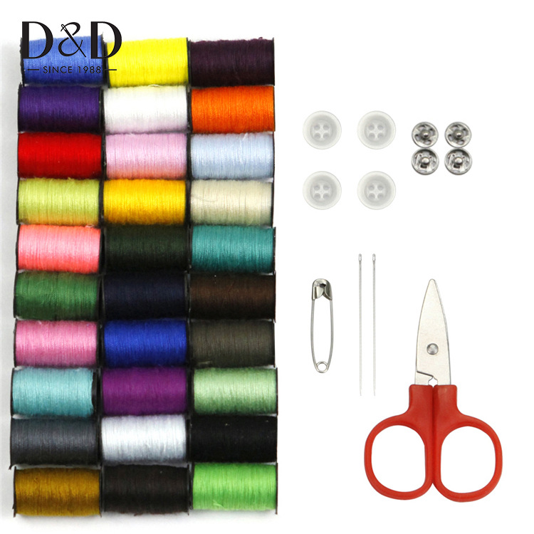 24-color lengthened black plastic tube suction card 40pcs elevator needle and thread set DIY handmade multi-color thread scissors sewing worker