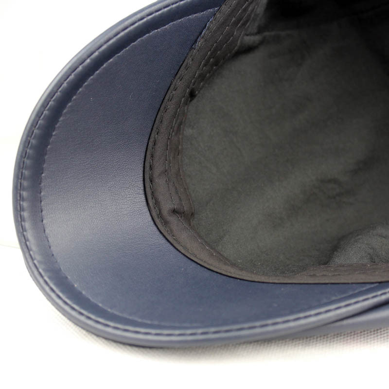 pu leather British retro solid color beret men's and women's casual forward peaked cap for spring, autumn and winter cross-border exclusive