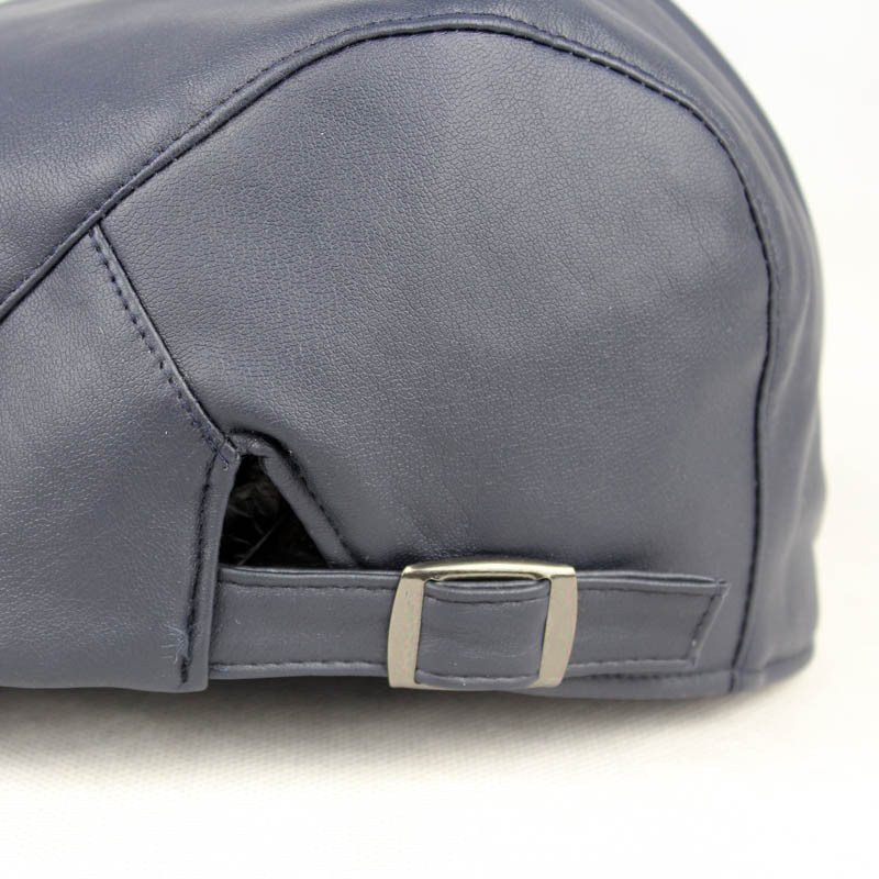 pu leather British retro solid color beret men's and women's casual forward peaked cap for spring, autumn and winter cross-border exclusive