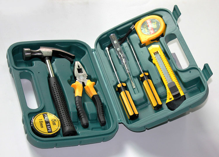 Commonly used combination toolbox 9-piece car hardware toolkit with hammer tool set 8009B