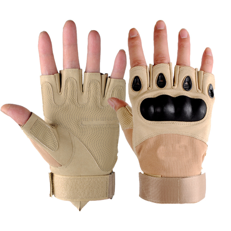 Military Fan Tactical Men's Half-Finger Gloves Outdoor Mountaineering Protection Wear-resistant Non-slip Fitness Cycling Training Finger-exposed Sports