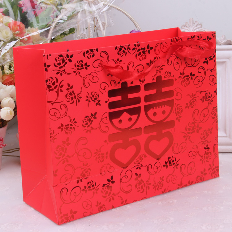 Wedding celebration wedding gift bag candy gift box gift bag handbag Red large paper bag wholesale