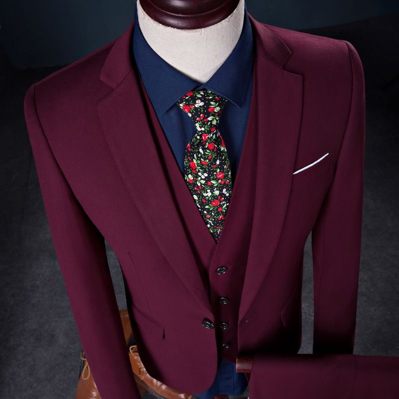 Amazon Cross-border Explosions Men's Korean-style Slim-fit Suit Men's Large Size Business Casual Groom Dress Suit