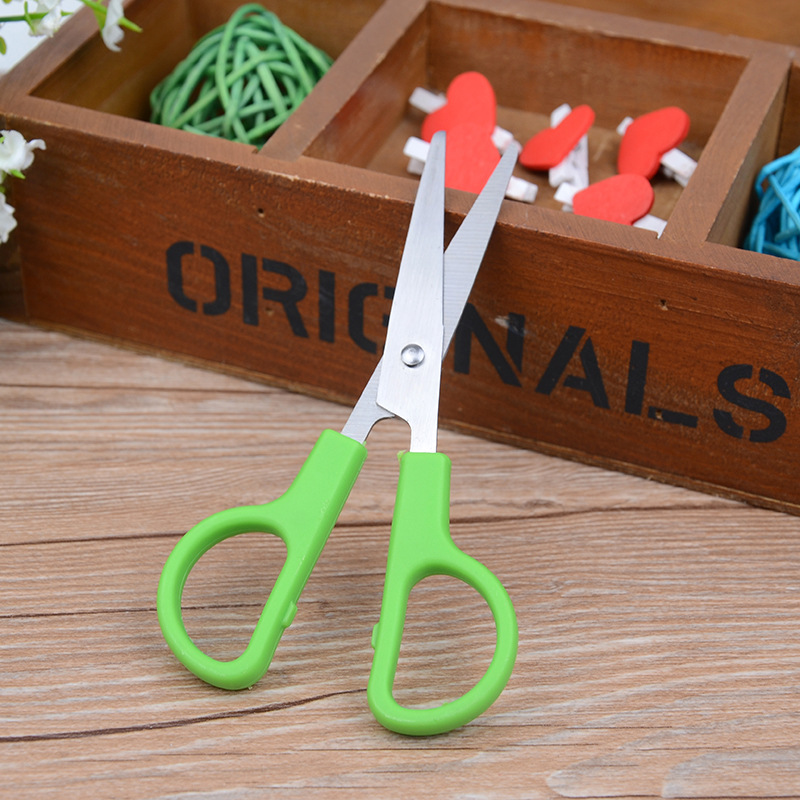 Children with protective sleeve safety scissors kindergarten hand-cut paper scissors stainless steel student cartoon scissors wholesale