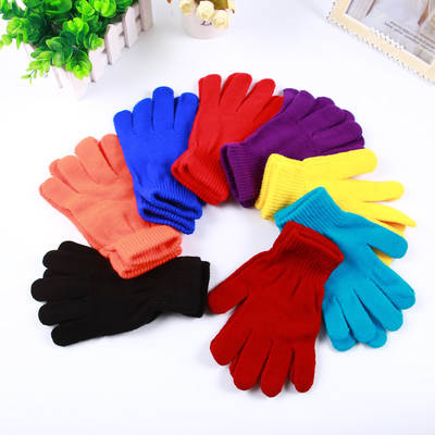 New autumn and winter gloves adult solid color warm gloves magic knitted elastic full finger wool gloves