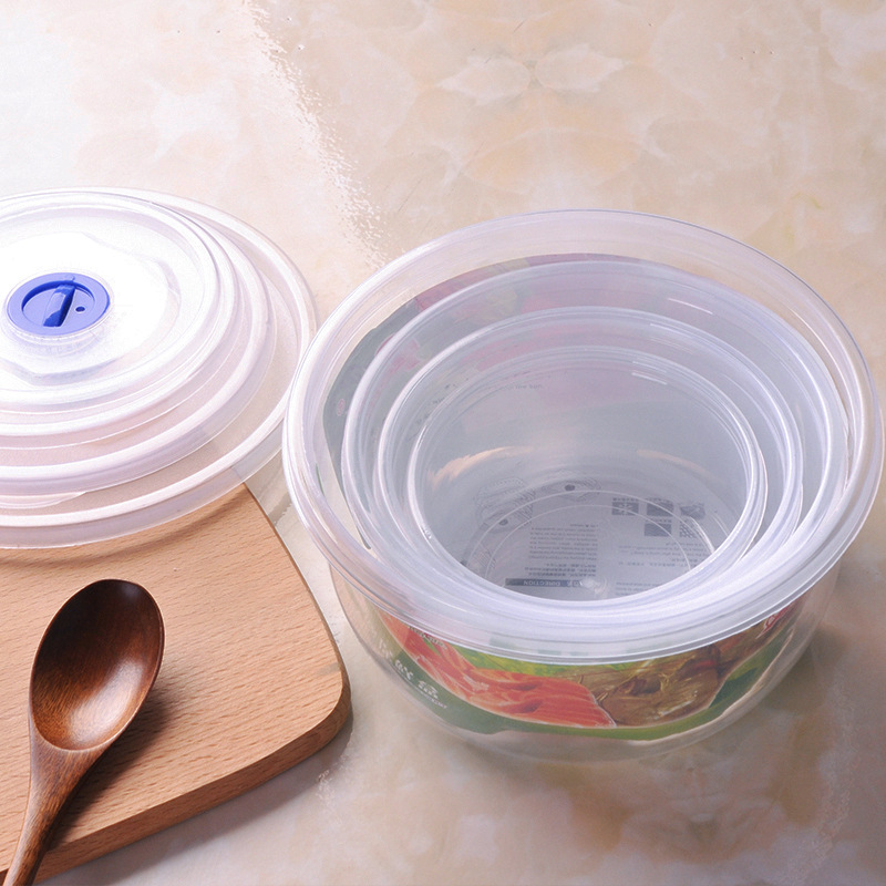 Microwave Plastic Lunch Box Silicone Sealed Plastic Preservation Box Le-style Buckle Round Preservation Bento Box Four-piece Set