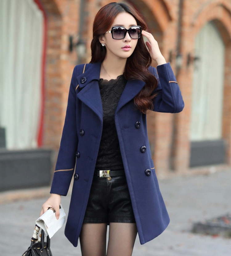 AliExpress autumn and winter new women's new Korean slim woolen coat long woolen coat wholesale