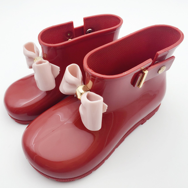 Korean Style New Soft Bottom Baby Children's Bow Rain Boots Girls Jelly Low Boots Cute Princess Shoes Short Boots