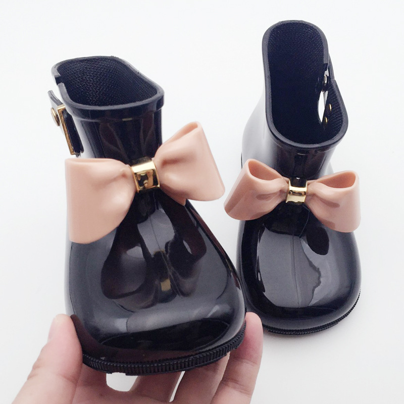 Korean Style New Soft Bottom Baby Children's Bow Rain Boots Girls Jelly Low Boots Cute Princess Shoes Short Boots