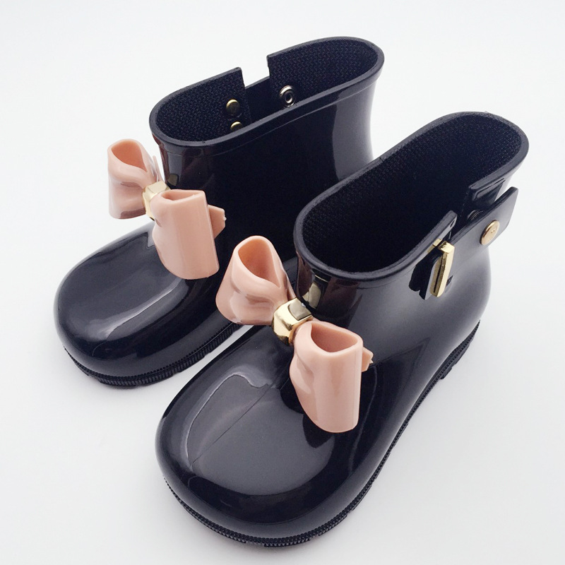 Korean Style New Soft Bottom Baby Children's Bow Rain Boots Girls Jelly Low Boots Cute Princess Shoes Short Boots