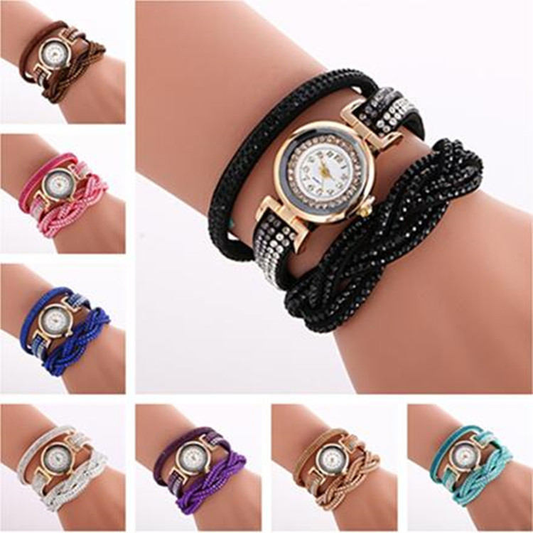 wish AliExpress Foreign Trade Hot Selling Women's Wrap Watch Korean Velvet Diamond Fashion Bracelet Watch Quartz Watch