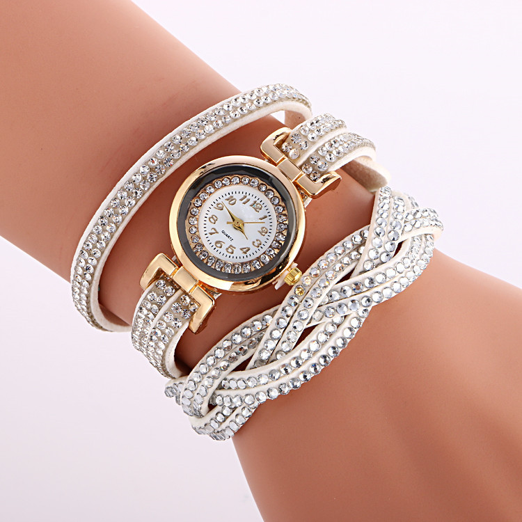 wish AliExpress Foreign Trade Hot Selling Women's Wrap Watch Korean Velvet Diamond Fashion Bracelet Watch Quartz Watch