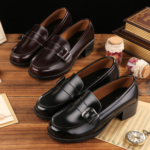 Special offer plus soft Japanese cedar jk uniform shoes for female students cosplay performance shoes buckle round toe flat heel