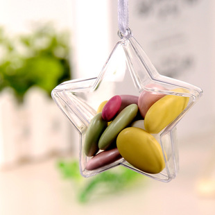 Food Grade new material in stock direct supply open and close transparent five-pointed star plastic ball Christmas ball creative European candy box