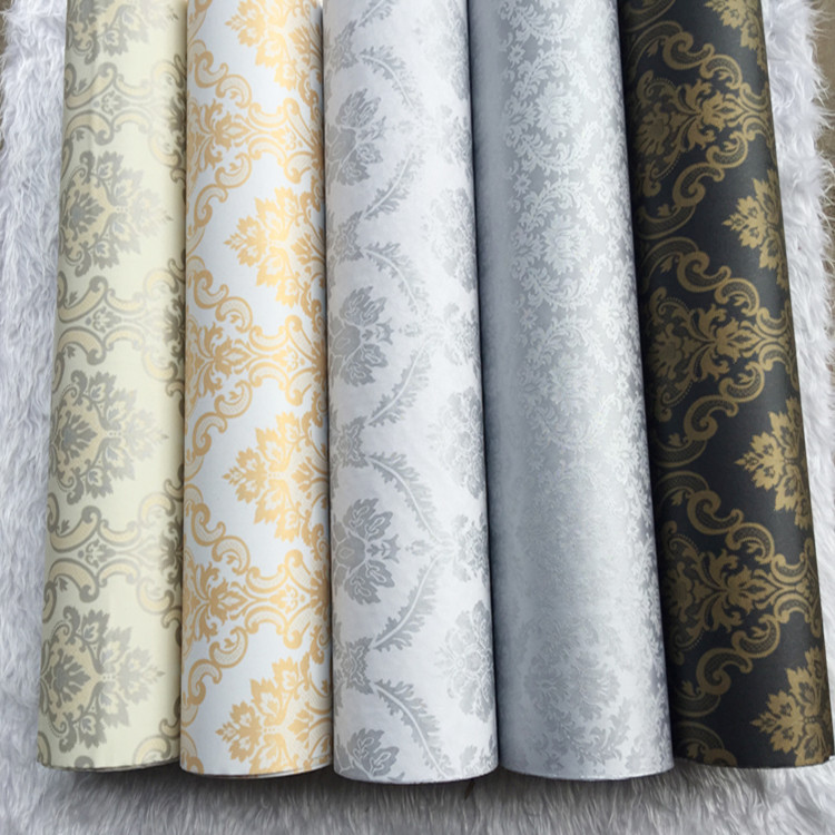 Film decoration home European-style self-adhesive wallpaper with adhesive Damascus pvc wallpaper living room bedroom dining room color film