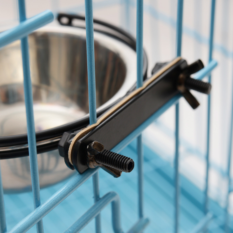Pet hanging fixed stainless steel upgraded dog bowl hanging cage anti-knock Pet Food Bowl Pet Bowl
