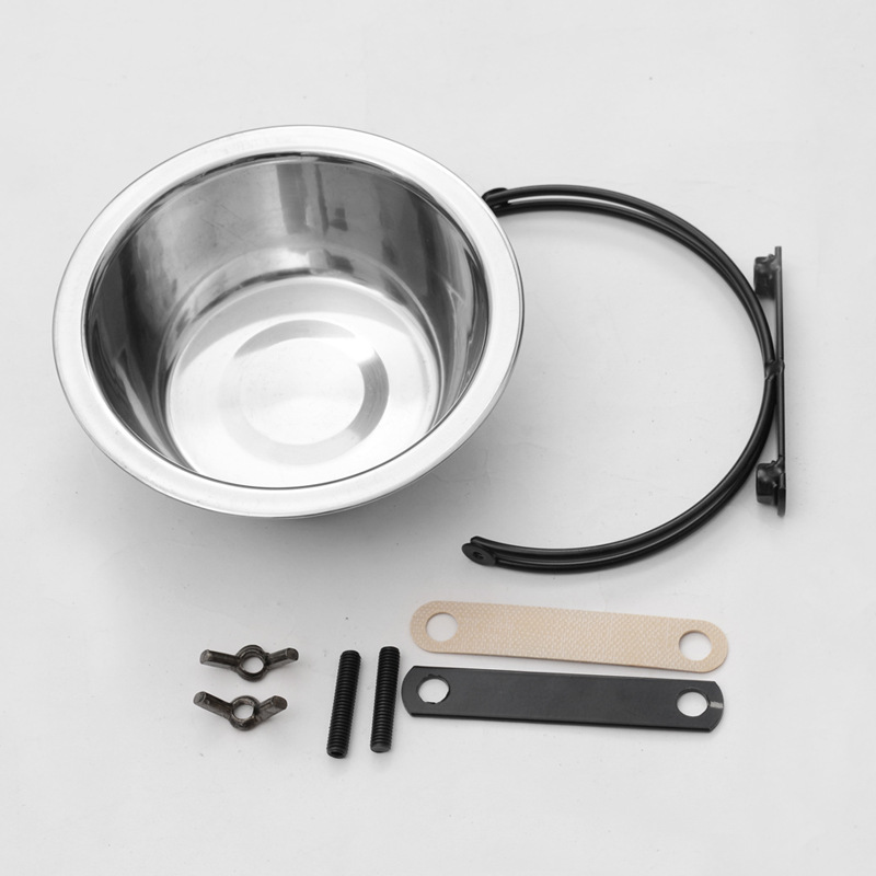 Pet hanging fixed stainless steel upgraded dog bowl hanging cage anti-knock Pet Food Bowl Pet Bowl