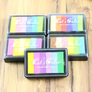DIY Large Rectangular Gradient Rainbow Inkpad Hand Account Graffiti Combination Inkpad Cross-border Inkpad 5 Color Selection