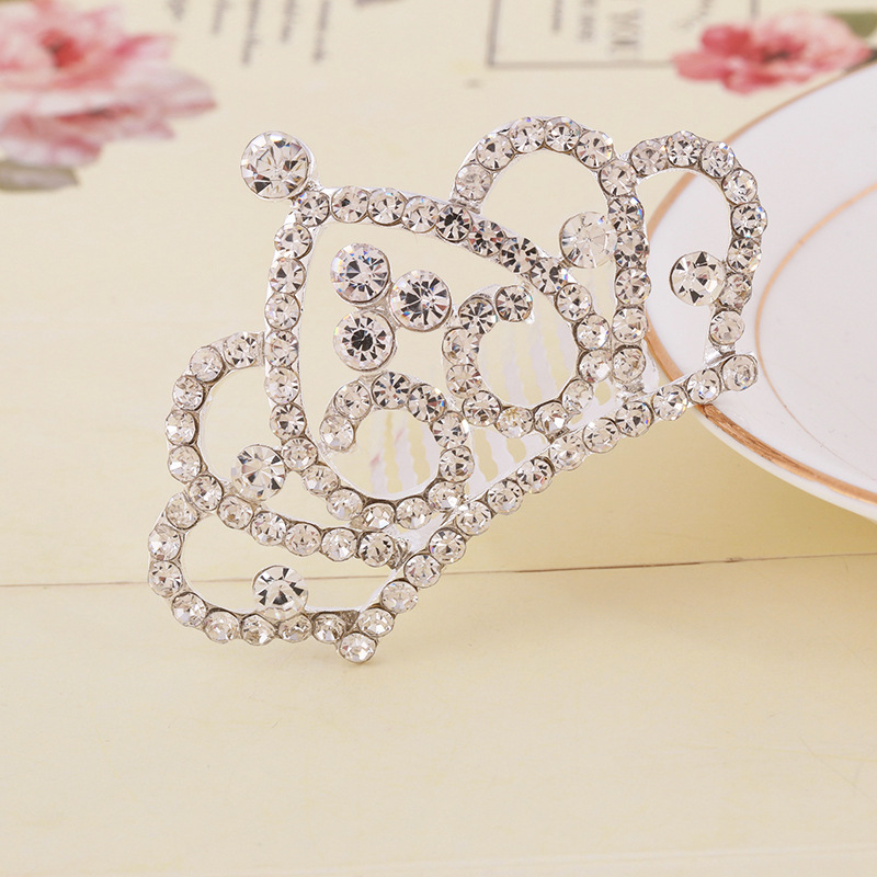 Korean style rhinestone children's crown comb hair accessories girls' performance dance performance girls' birthday gift wholesale