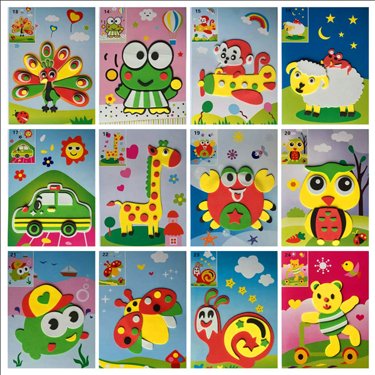 Children's handmade eva stickers AR series 20 educational cartoon children's three-dimensional stickers wholesale factory direct sales