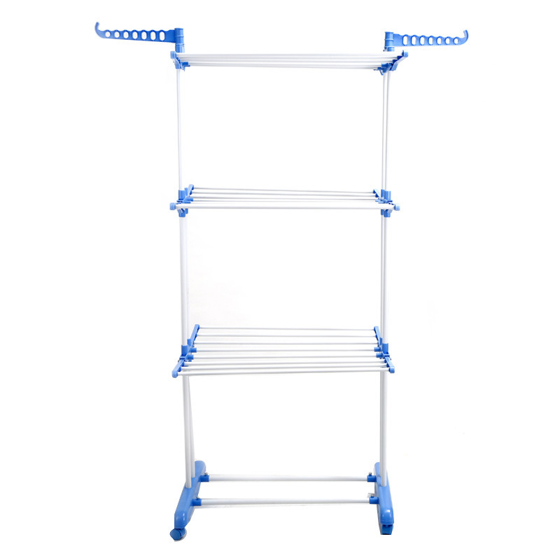 New floor drying rack folding drying rack three-layer towel rack multifunctional rack a generation of hair