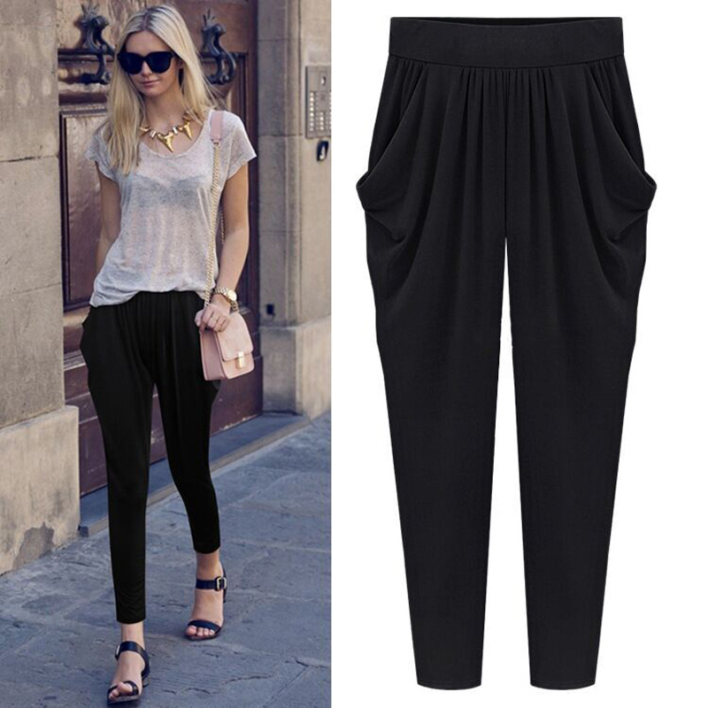 Large size milk silk fat mm Harlan pants women's summer loose casual pants 200kg fat sister thin slim women