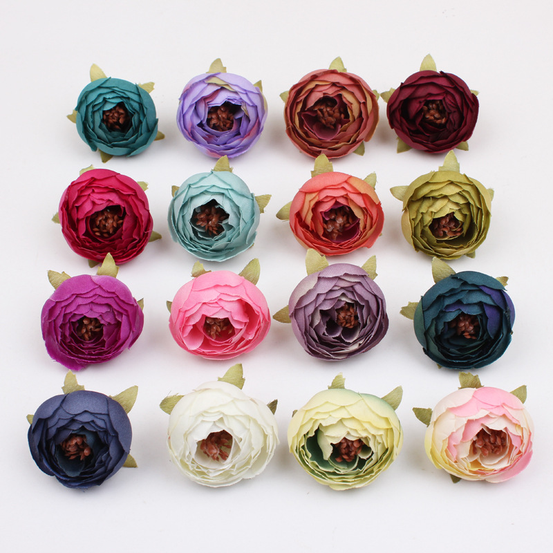 DIY Handmade Garland Material Simulation Rose Flower Head European Retro Tea Flower Bud Mori Candy Box Gift Box Accessories