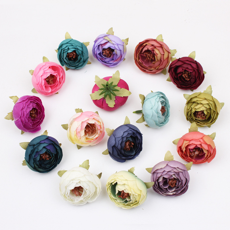 DIY Handmade Garland Material Simulation Rose Flower Head European Retro Tea Flower Bud Mori Candy Box Gift Box Accessories