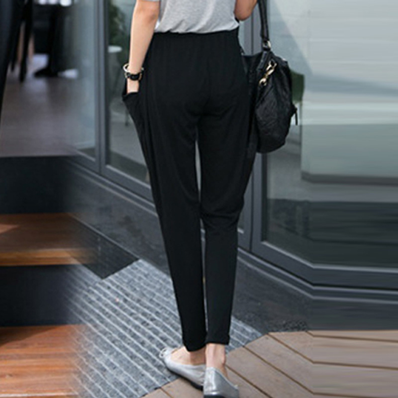 Large size milk silk fat mm Harlan pants women's summer loose casual pants 200kg fat sister thin slim women