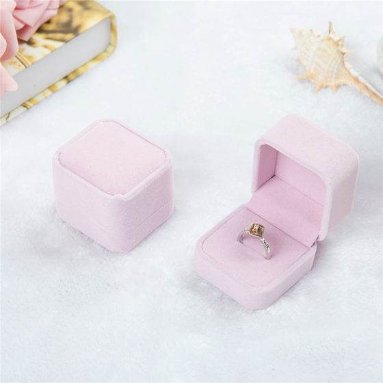 Flannel ring box jewelry box badge box pink Gray jewelry box jewelry ring box wholesale