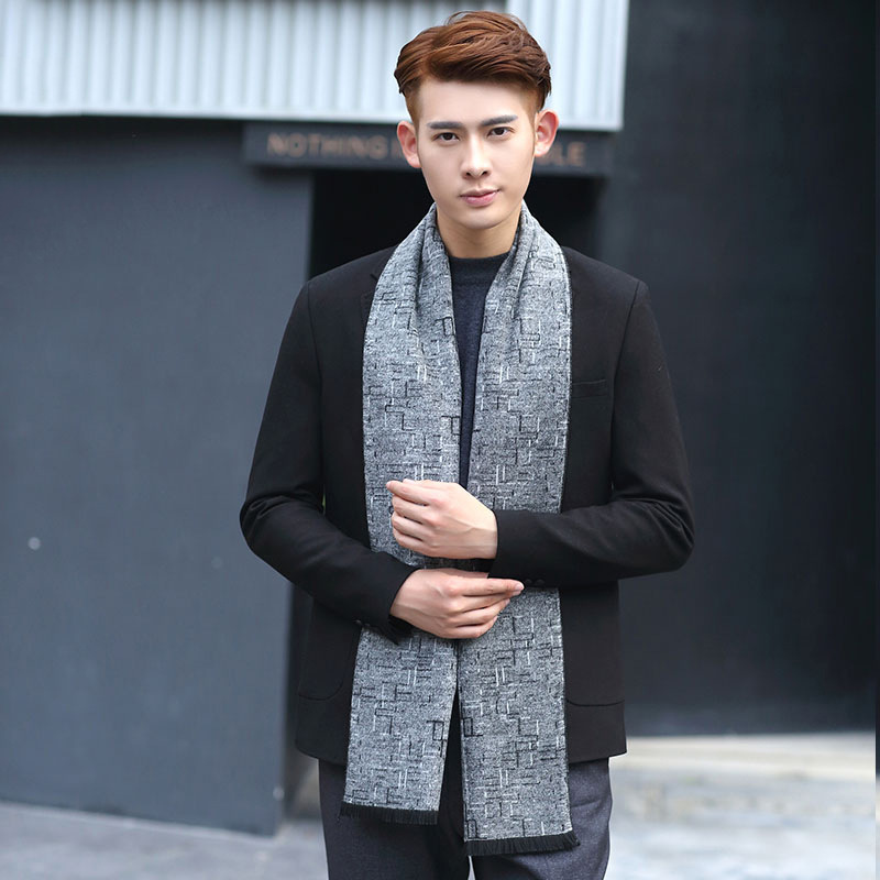 Winter new minimalist scarf Korean version of cashmere fashion warm Men's plaid scarf manufacturers wholesale