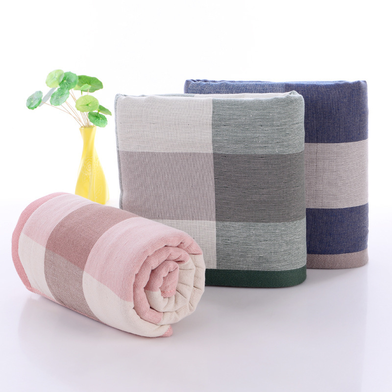 Pure cotton gauze towel Japanese checkered adult home wash face absorbent towel high-grade gift a generation of hair